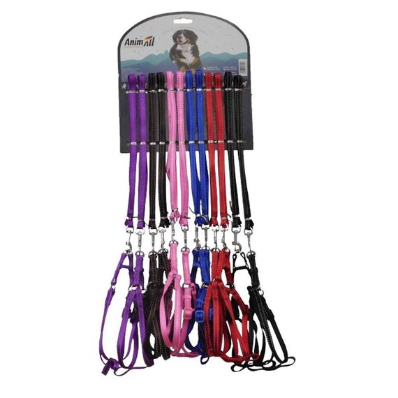 Комплект шлея з повідцем на блістері AnimAll HJ_LH206-2 для собак, 1.5×120 см, 12 шт