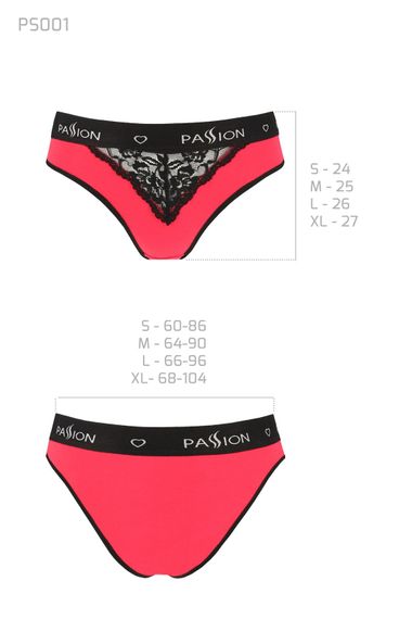 Трусики з широкою гумкою і мереживом Passion PS001 PANTIES, Червоний, S, S, Маленький розмір | Зображення 3