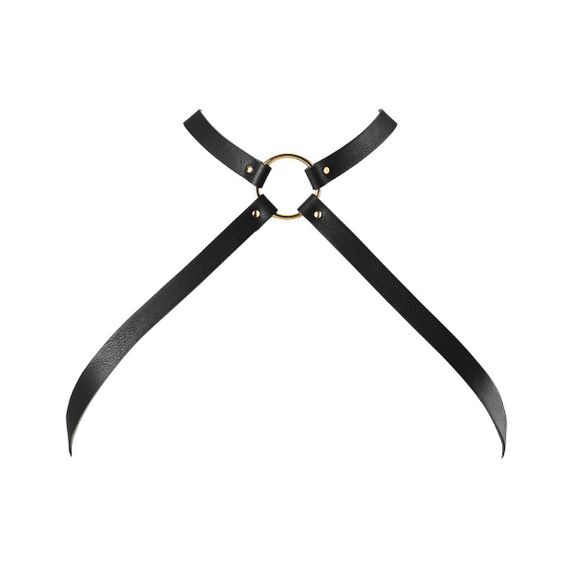 Портупея из экокожи Bijoux Indiscrets MAZE — Cross Chest Harness Black Sex Aura