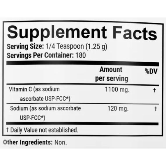 Вітамін C En`vie Lab Vitamin C as Sodium Ascorbate 225 g /180 servings/ Pure | Зображення 1