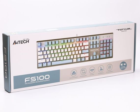 Клавіатура ігрова механічна A4-Tech FS100 (Icy Blue), USB, сріблястий | Зображення 9