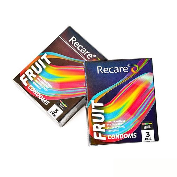 Презервативи Holographic Recare Fruit Flavour Condoms 3 шт, аромати: м'ята, банан, полуниця | Зображення 3