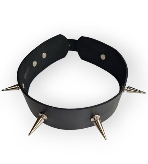 Зухвалий шкіряний чокер на шию з довгими шипами FLIRTY чорний Sex Aura