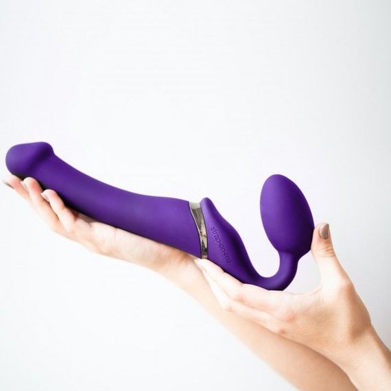 Безремінний страпон з вібрацією Strap-On-Me Vibrating Violet M, діаметр 3,8 см, пульт ДК, регульований | Зображення 8