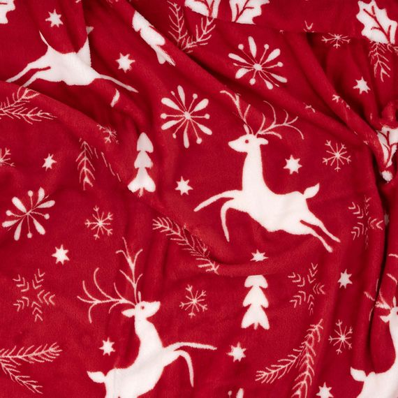 Плед Ardesto Christmas Flannel 160х200см, 100% поліестер, олені, червоний (ART0126PB) | Зображення 1