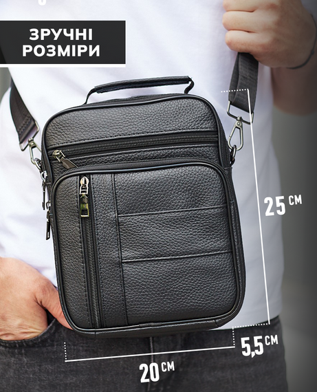 Чоловіча шкіряна сумка-барсетка через плече чорна Bexhill BX-02103 | Зображення 2