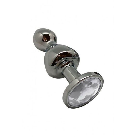 Металлическая анальна пробка Wooomy Lollypop Double Ball Metal Plug M, диаметр 3,1 см, длина 9,4 см Sex Aura