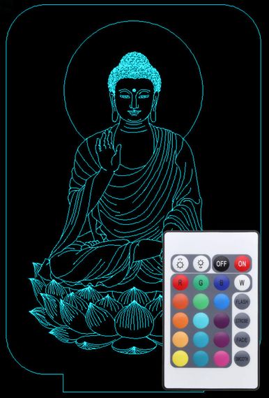 Акриловый светильник-ночник с пультом 16 цветов Будда tty-n000694