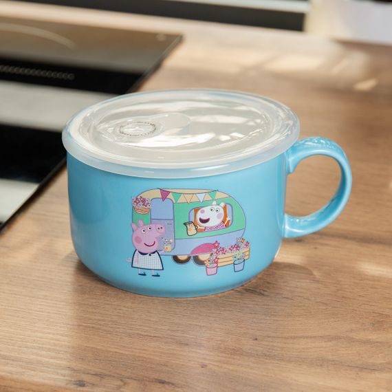 Миска для лапши фарфоровая 770 мл с герметичной крышкой, голубая HP-15-15 | Зображення 3