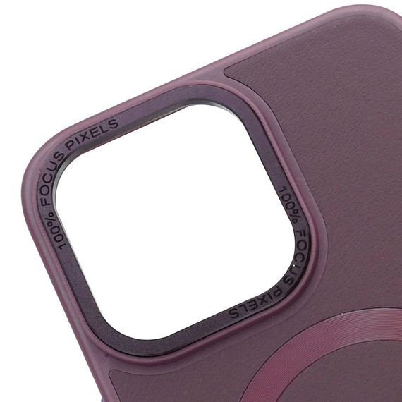 Шкіряний чохол накладка Bonbon Leather Metal Style with MagSafe для Apple iPhone 15 Plus, Бордовий / Plum | Зображення 1
