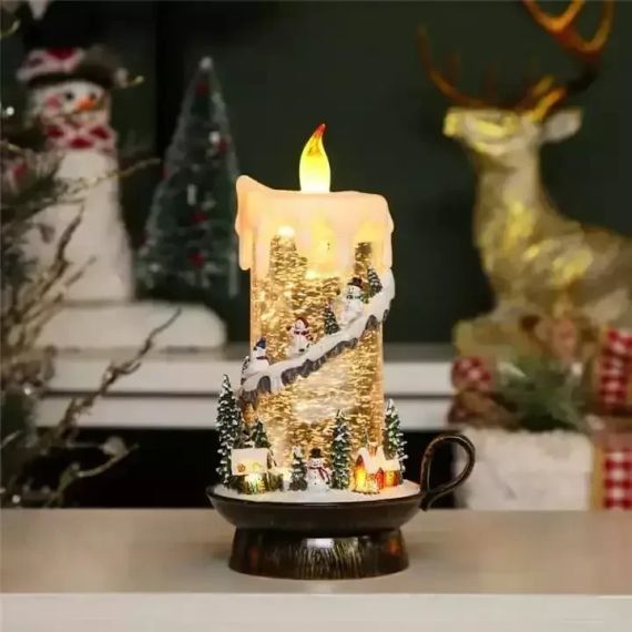 Новорічний музичний нічник-світильник XMAS 21020B Музична свічка зі Сніговиками | Зображення 2