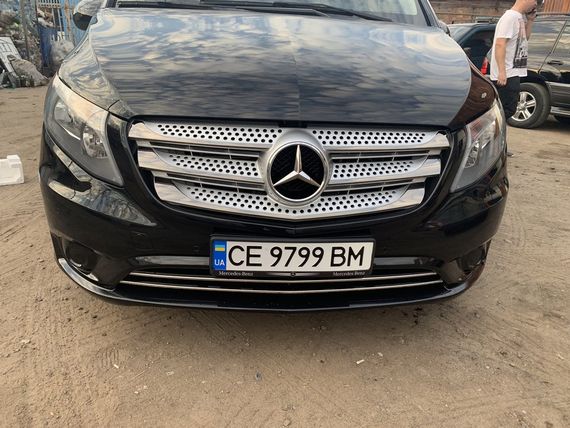 Накладки на решетку 2014-2020 (5 шт, BlackChrome) для Mercedes Vito / V W447 | Зображення 4