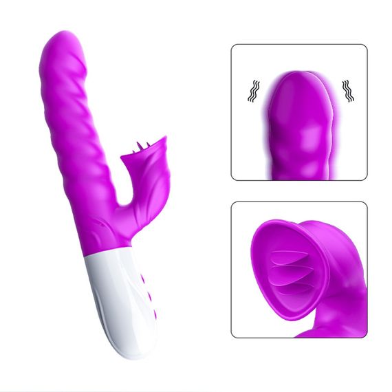 Вибратор для двойной стимуляции Silicon, Vibrator 7 Function and Heating Mode, PURPLE Sex Aura | Зображення 1