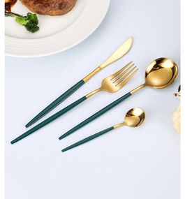 Набор столовых приборов Kitchen зелёный на 4 персоны