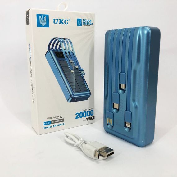 Портативное зарядное устройство на 20000mAh, Power Bank на солнечной батарее, для планшета. JA-212 Цвет: синий | Зображення 7