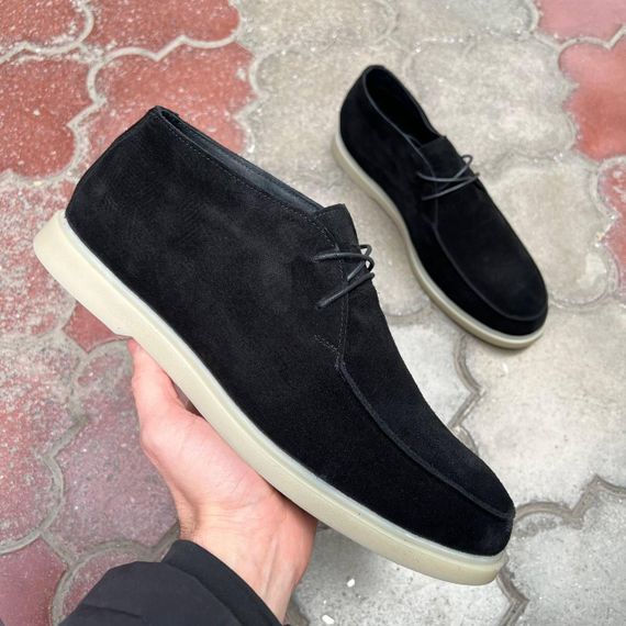 Замшевые черные лоферы утепленные байкой 46 размер | Зображення 1