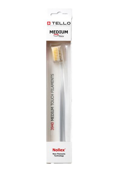 Зубна щітка Tello 3940 Medium White, d 0.15mm, жовта