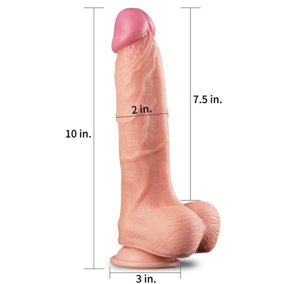 Фалоімітатор - Dual-Layered Silicone Cock 10" Flesh #1 Sex Aura | Зображення 5