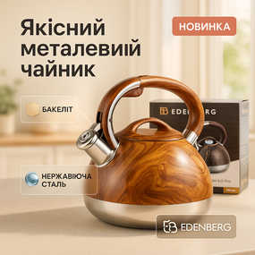 Чайник стальной со свистком на плиту Edenberg EB-1959 3л, Обычный чайник на газовую плиту QO-19
