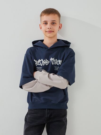 Худі з принтом для хлопчика LAWA P-BB02336 158 см Графіт, світло-сірий shop (2000999567735)