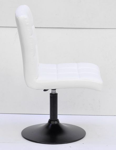 Стул со спинкой поворотный Augusto BK-Base на черной круглой опоре с регулировкой высоты, обивка Кожзам белый | Зображення 2