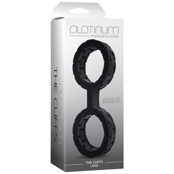 Наручники з силікону Doc Johnson The Cuffs Large - Black, добре тягнуться, для рук і для ніг | Зображення 1