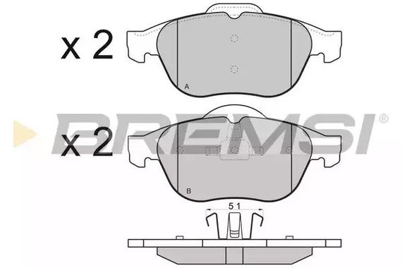 Колодки передні гальмівні Renault Laguna 01-(ATE) (156,3x68,5x18), Bremsi (BP2970) | Зображення 2