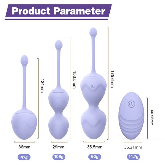 Набір вагінальних віброкульок Every Night Toys Lela, 3 шт, з дистанційним пультом, бузковий Sex Aura | Зображення 9