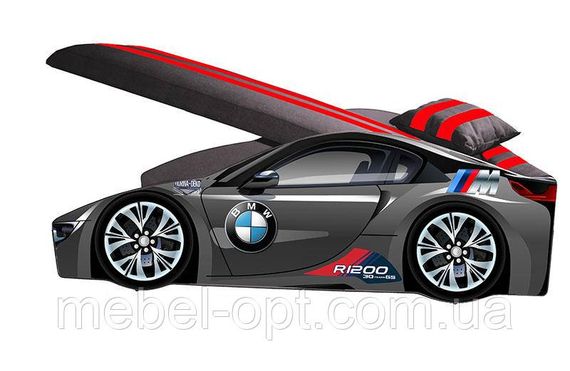 Кровать машинка серия Элит модель BMW черная (графит) со спортивным матрасом и подушкой | Зображення 5