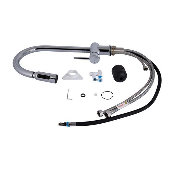 Смеситель для кухни Qtap Rozcesti с выдвижным изливом с подключением для питьевой воды QTROZ366CRM45938 Chrome | Зображення 7