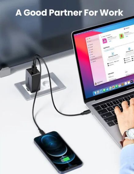 Сетевое зарядное устройство Ugreen CD244 USB-A + 2 x USB-C 65 Вт GaN Tech Fast Charger Серый | Зображення 5