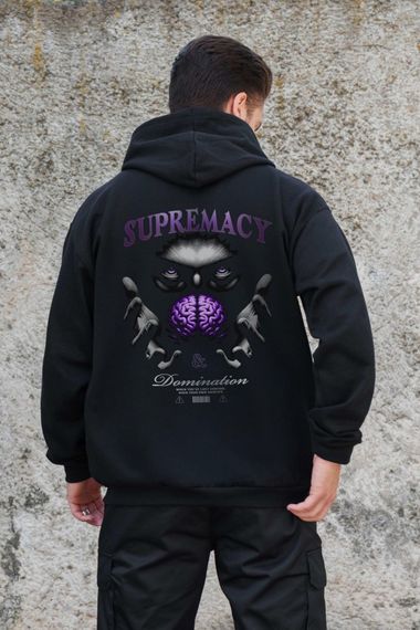 Утеплене зіп худі на флісі зіпер з принтом Supermacy Without Kane Black | Зображення 1