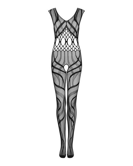 Сітчастий бодістокінг з вирізами та малюнком Obsessive Bodystocking G328 S/M/L, чорний, комбінезон | Зображення 4