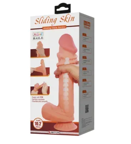 Фалоімітатор на присоску, з хребтом і ефектом ковзної шкіри LyBaile — Sliding Skin 10,2”, BW-008103NRG-1 Sex Aura | Зображення 2