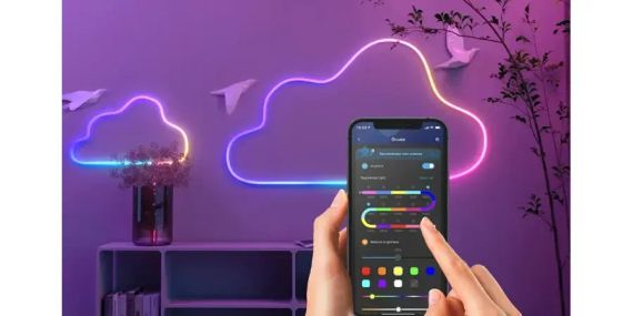 Розумна гнучка LED Neon RGB стрічка-шланг 2 метрів від USB управління режимами з телефону, Bluetooth додаток, пульт | Зображення 4