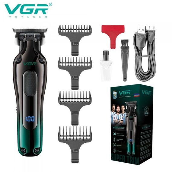 Тример VGR V-998 Green з 4 насадками та LED-дисплеєм (46244-V-998 GREEN_367) | Зображення 3