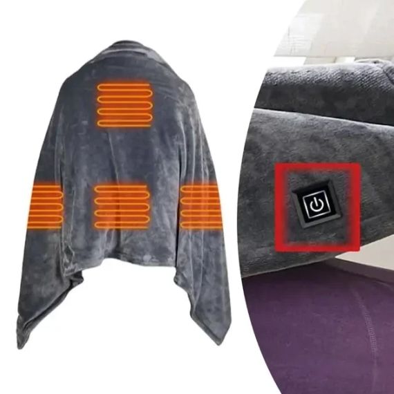Электроодеяло Плед с подогревом (155*80) Electric Heating Shawl Blanket USB | Зображення 4