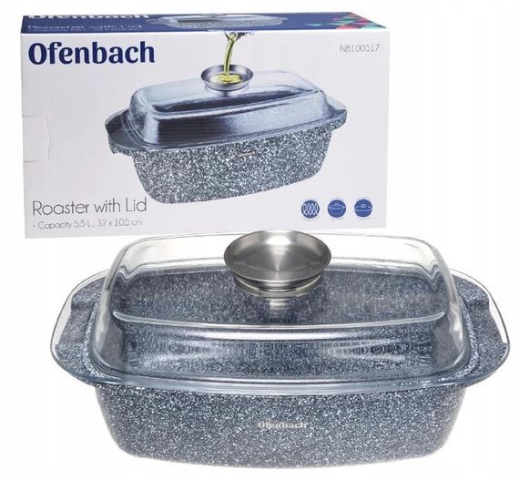 Гусятница с крышкой Ofenbach Vizo KM-100517 32х10.5 см 5.5 л серая | Зображення 7