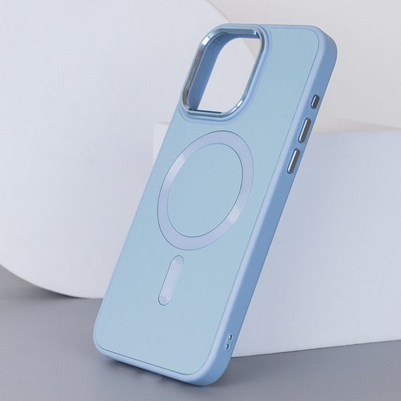 Шкіряний чохол Bonbon Leather Metal Style with MagSafe для Apple iPhone 12 Pro Max (6.7") Блакитний / Mist blue | Зображення 2