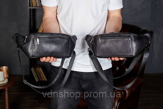 Сумка-бананка для телефона 11х25х8, стильный слинг из натуральной гладкой кожи TD-31848 черный | Зображення 3