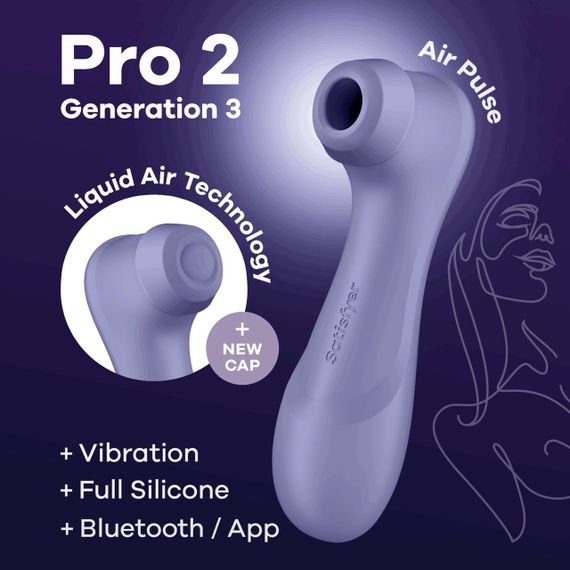 Вакуумний кліторальний стимулятор Satisfyer Pro 2 Generation 3 with Liquid Air Connect App Lilac Sex Aura