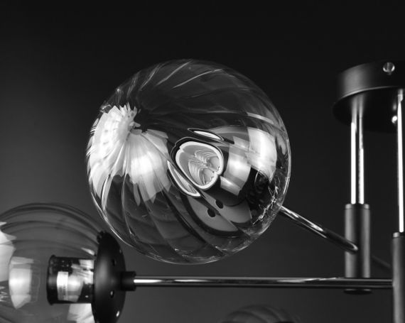 Люстра стельова на 6 лампочок 26195 Чорний 28х72х72 см. | Зображення 3