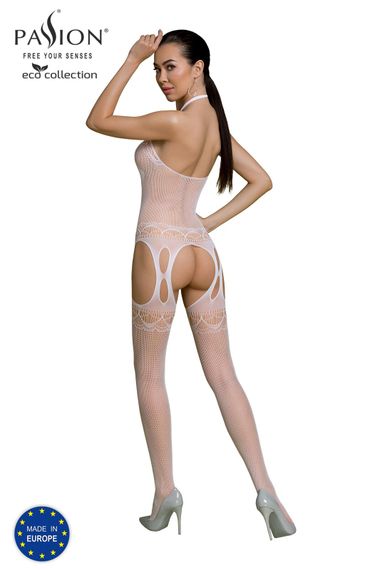 Бодістокінг-комбінезон Passion ECO BS006, Білий, Весільна білизна, One Size, ONE SIZE | Зображення 3