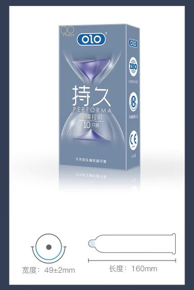 Ароматизовані ультратонкі презервативи з гіалуроновою кислотою та пролонгуючим ефектом OLO - PERFORMA Tightening Time Control, 10 | Зображення 2