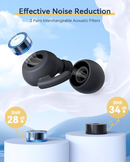 Беруши Biulely силиконовые многоразовые 28/34дБ для сна, путешествий, концертов, работы, шумозащита, кейс | Зображення 1