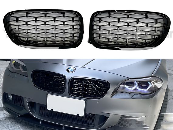 Ніздрі Diamond Black (чорний глянець) для BMW 5 серія F-10/11/07 2010-2016 рр | Зображення 2