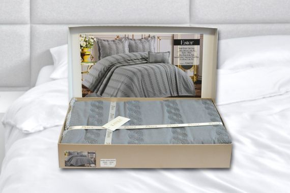 Покривало з бахромою Kayra 240х260 см Ester сіре | Зображення 5