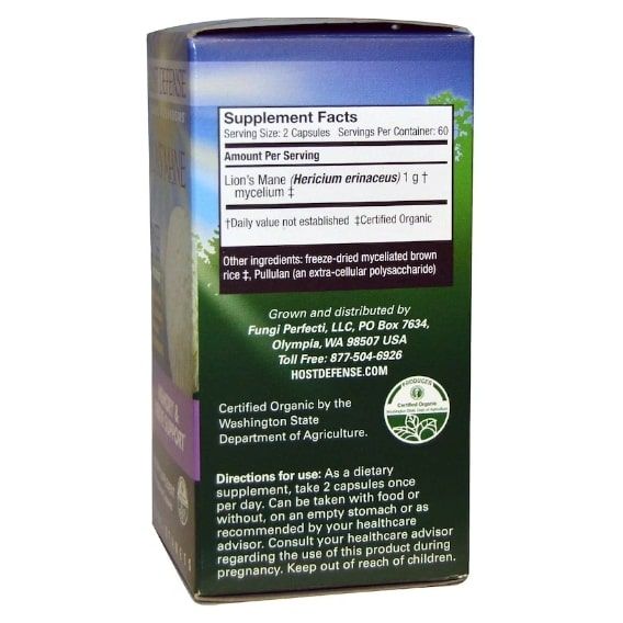 Комплекс для профилактики работы головного мозга Fungi Perfecti Lion's Mane Memory & Nerve Support 120 Caps FPI-03163 | Зображення 1