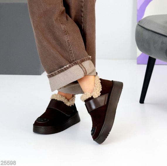 Молодежные дизайнерские зимние автоледи натуралки с опушкой цвет Горький Шоколад | Зображення 4