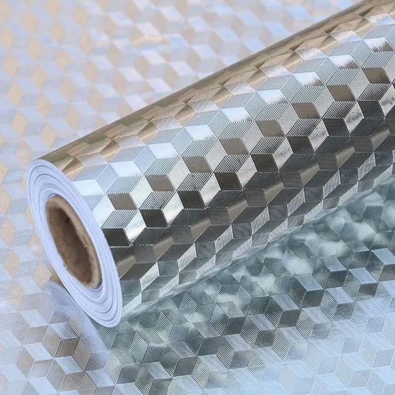 Самоклеюча фольга для кухонних поверхонь 5м х 60см, Ромб / Маслостійка кухонна плівка з фольги / Водонепроникна алюмінієва фольга | Зображення 9
